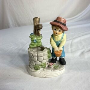 Ceramic Knickknack Boy at the Well with Water Bucket